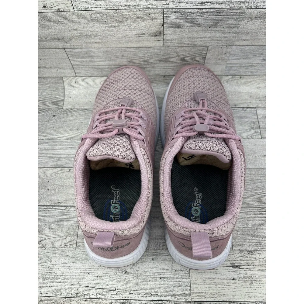 Orthofeet 846 Women 9 B Medium Mauve Pink Mesh Bungee‎ Athletic Sneakers